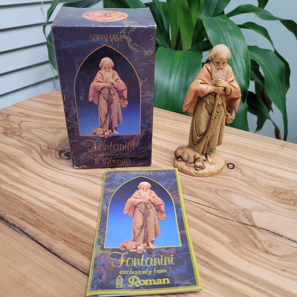 Vintage Fontanini Abraham Christmas Nativity Figurine with Box & Story Card